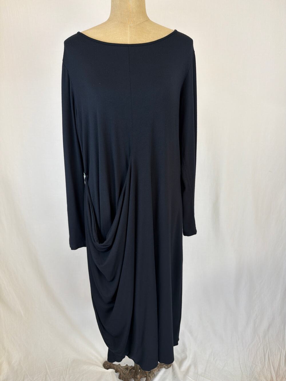 Comfy USA Black Modal Long Sleeve Side Drape Dress XLarge # 0537